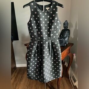J. Crew Factory Black Sleeveless Dress With Silver Polka Dots Size 00 NWOT